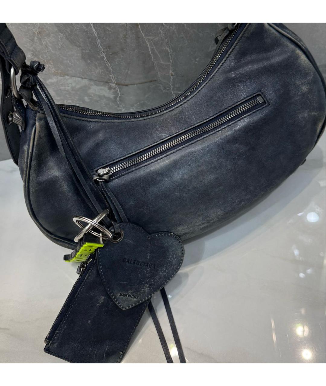 BALENCIAGA Синяя кожаная сумка через плечо, фото 6