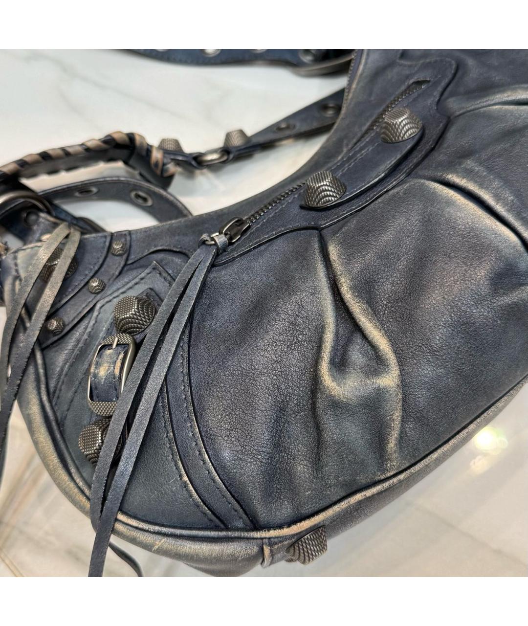 BALENCIAGA Синяя кожаная сумка через плечо, фото 5