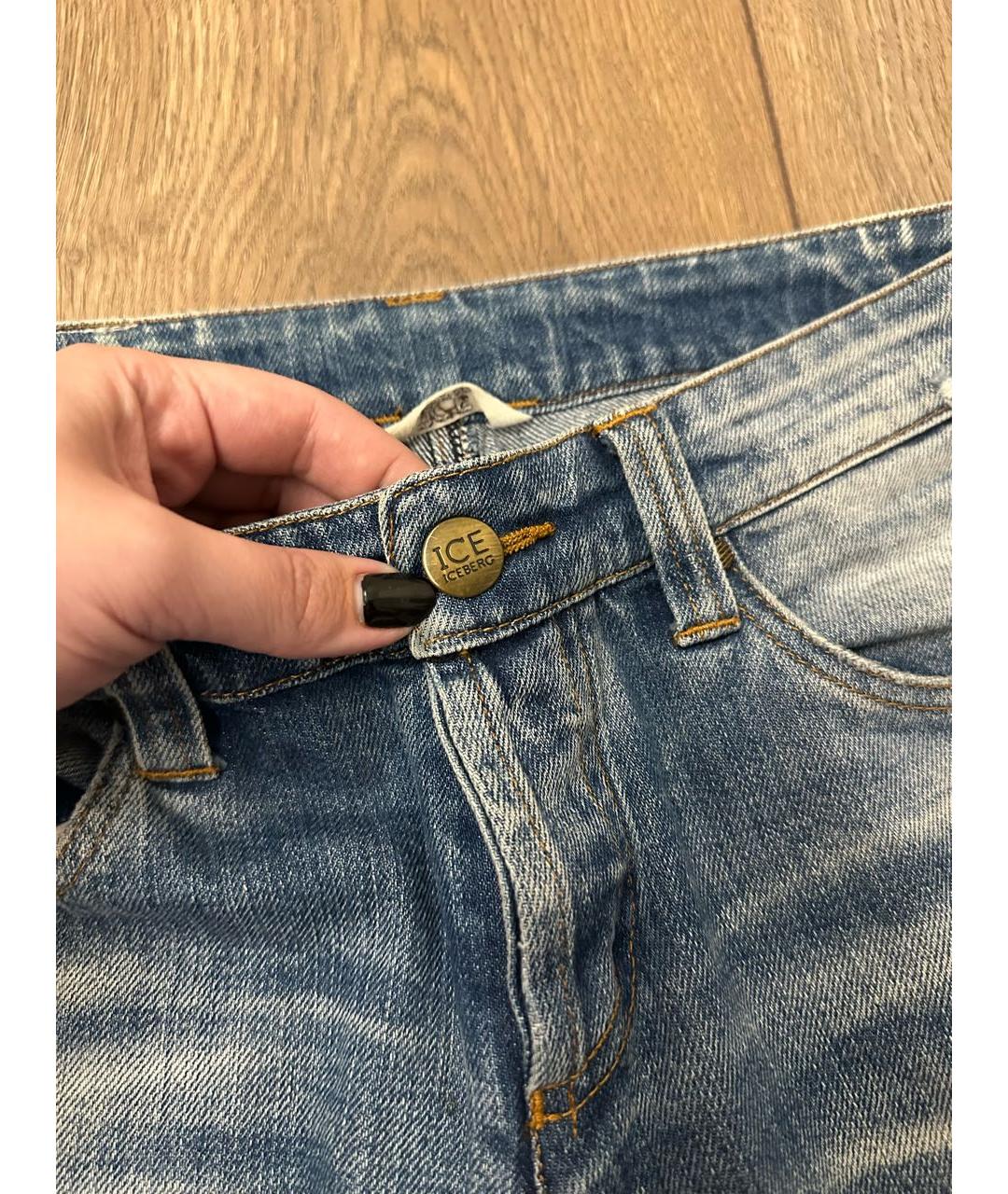 ICEBERG Голубые хлопковые джинсы слим, фото 5