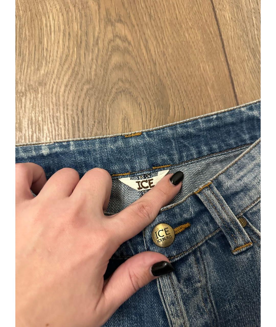 ICEBERG Голубые хлопковые джинсы слим, фото 4