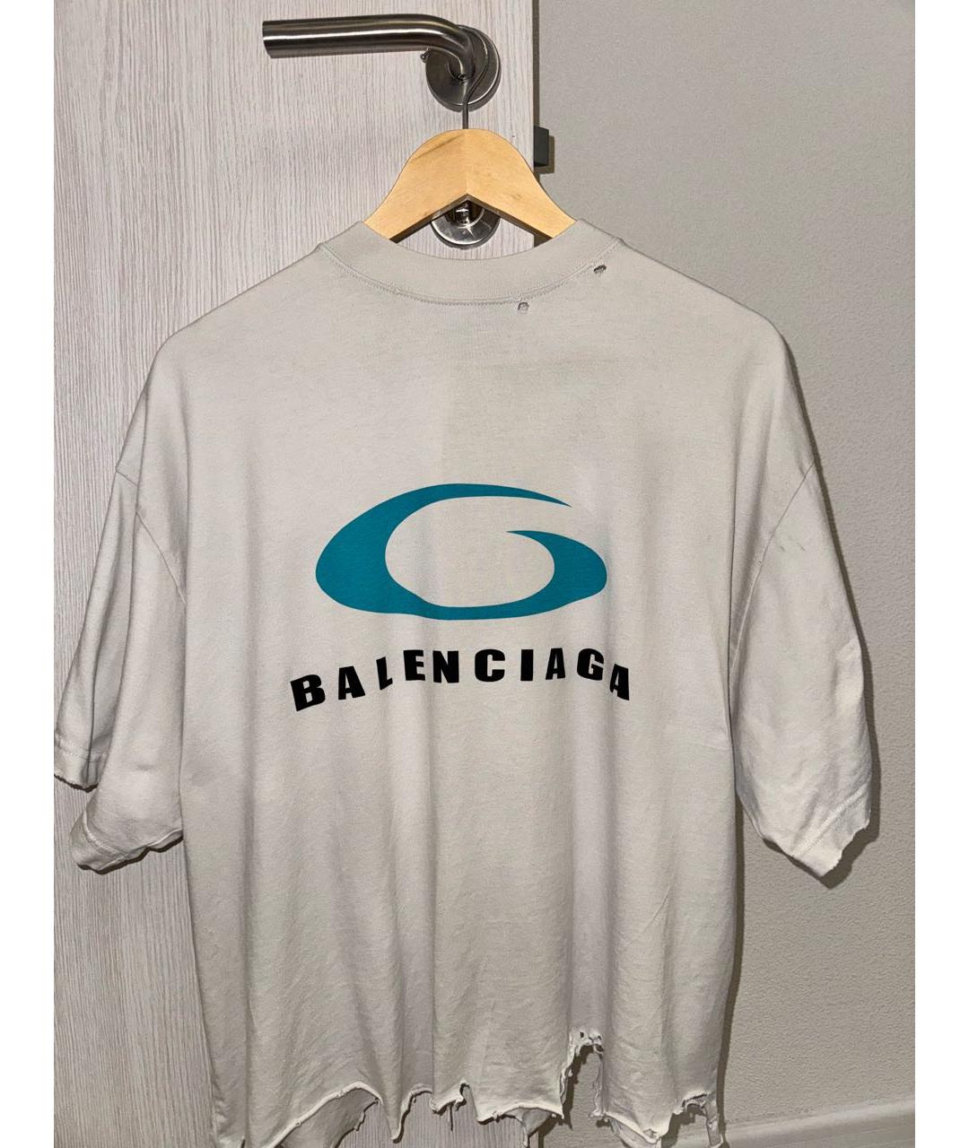 BALENCIAGA Белая хлопковая футболка, фото 4