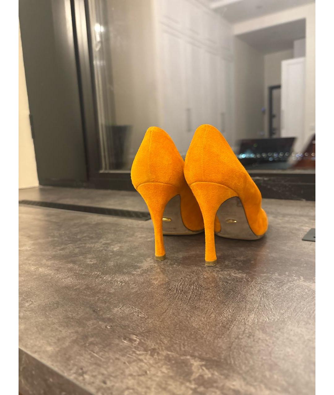 SERGIO ROSSI Оранжевое замшевые туфли, фото 4