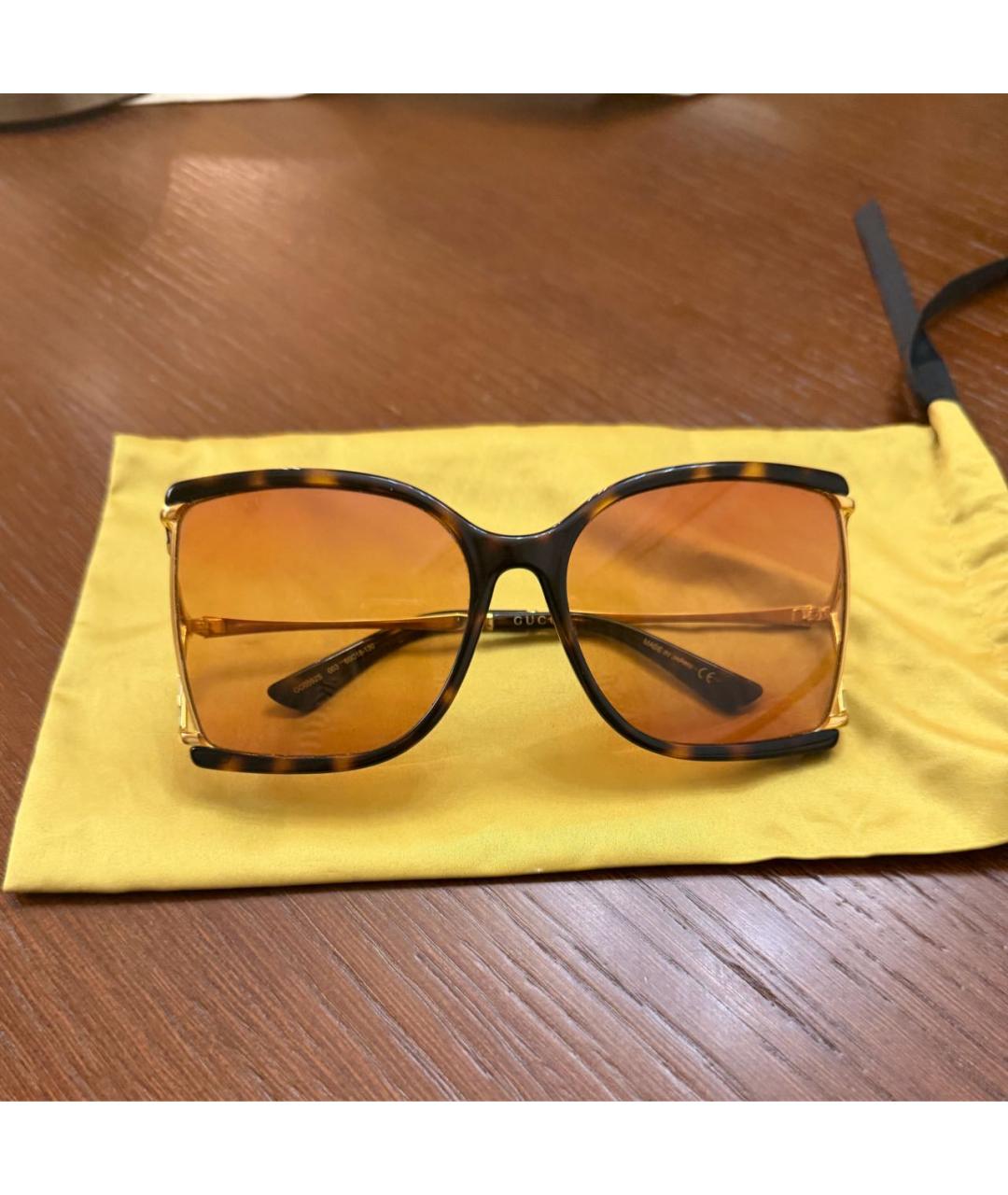 GUCCI Коричневые пластиковые солнцезащитные очки, фото 6