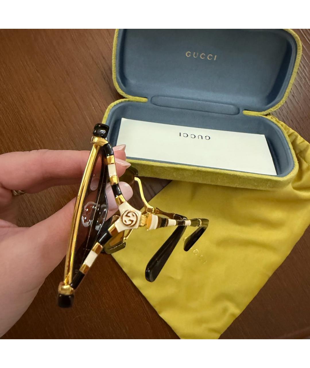 GUCCI Коричневые пластиковые солнцезащитные очки, фото 2