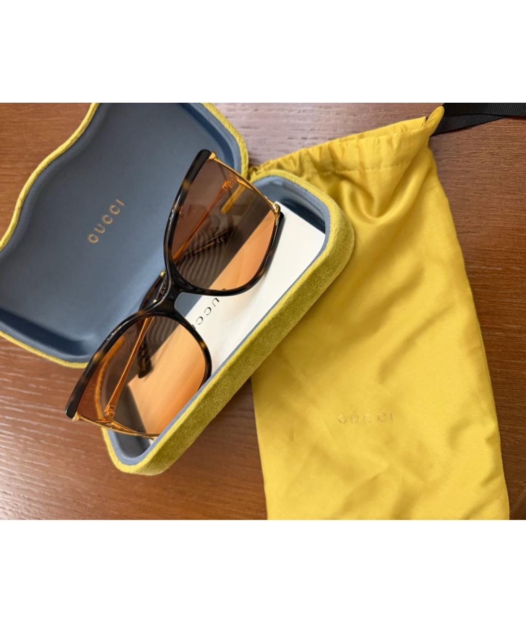 GUCCI Коричневые пластиковые солнцезащитные очки, фото 4