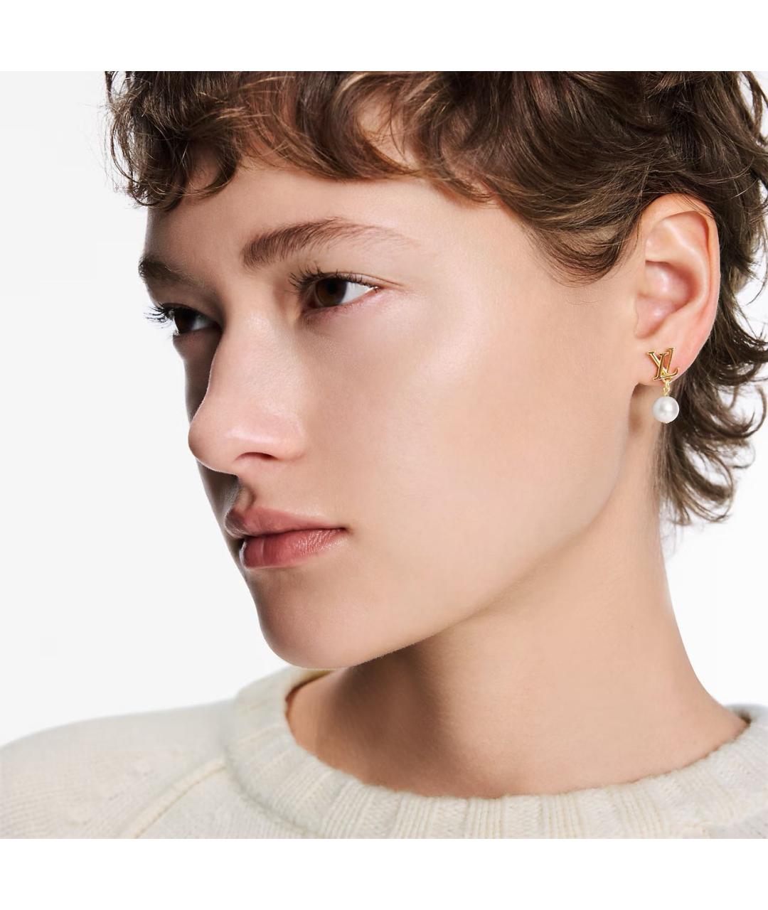 LOUIS VUITTON Золотые металлические серьги, фото 4
