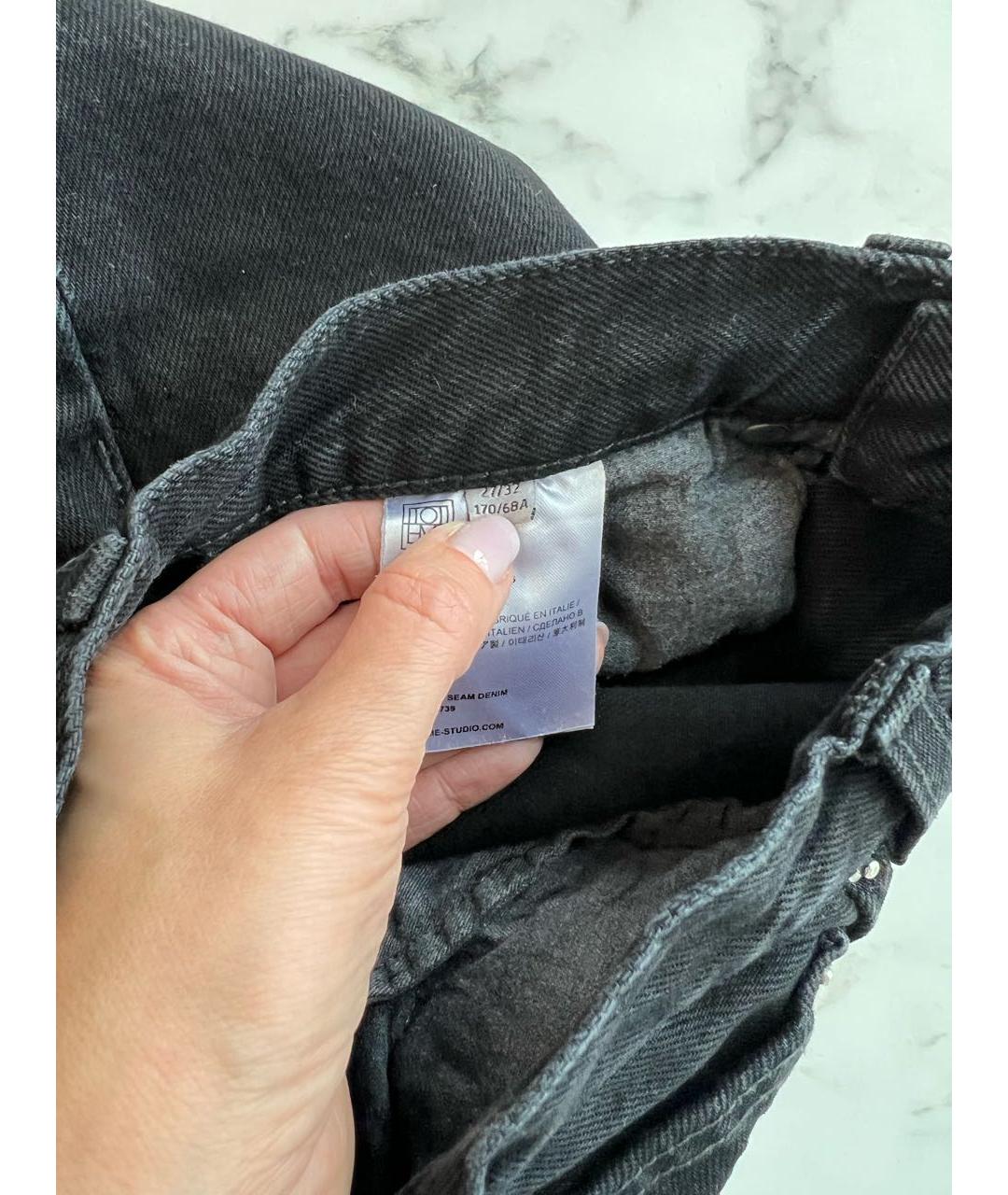 TOTEME Черные хлопковые прямые джинсы, фото 5