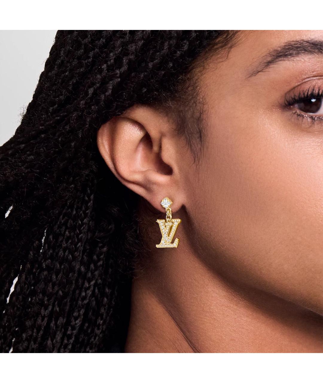 LOUIS VUITTON Золотые металлические серьги, фото 4
