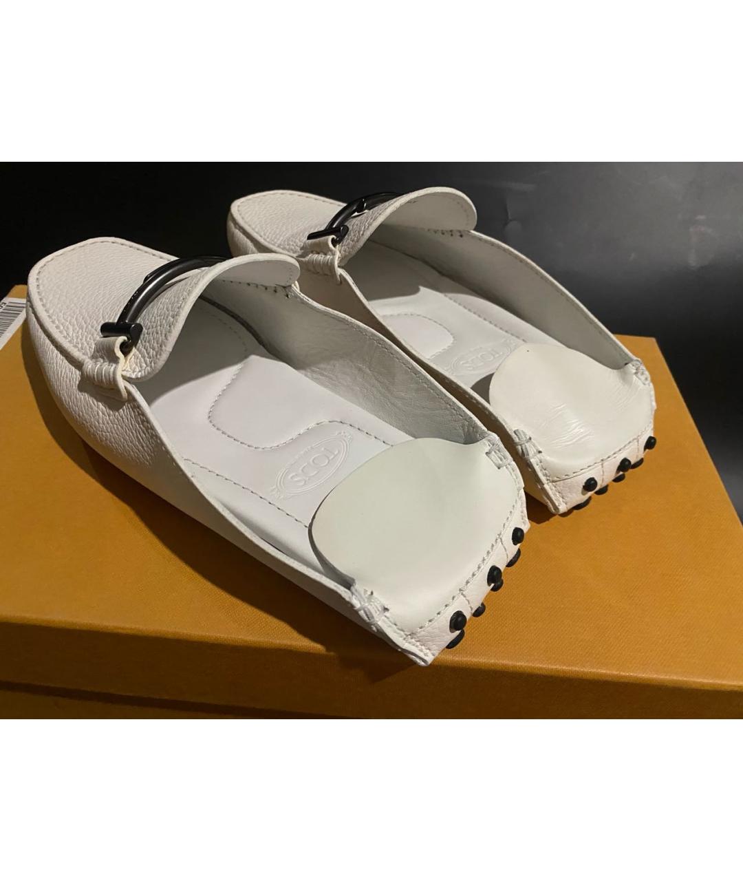 TOD'S Белые кожаные мюли, фото 5