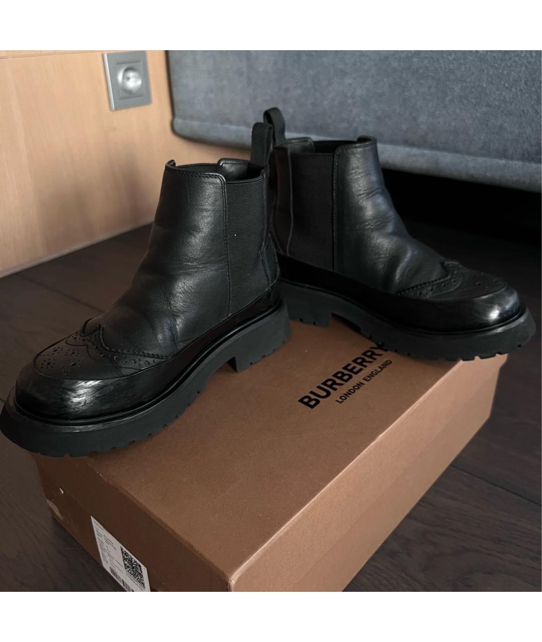BURBERRY Черные кожаные ботинки, фото 8