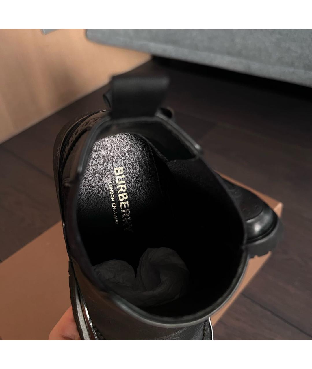 BURBERRY Черные кожаные ботинки, фото 7