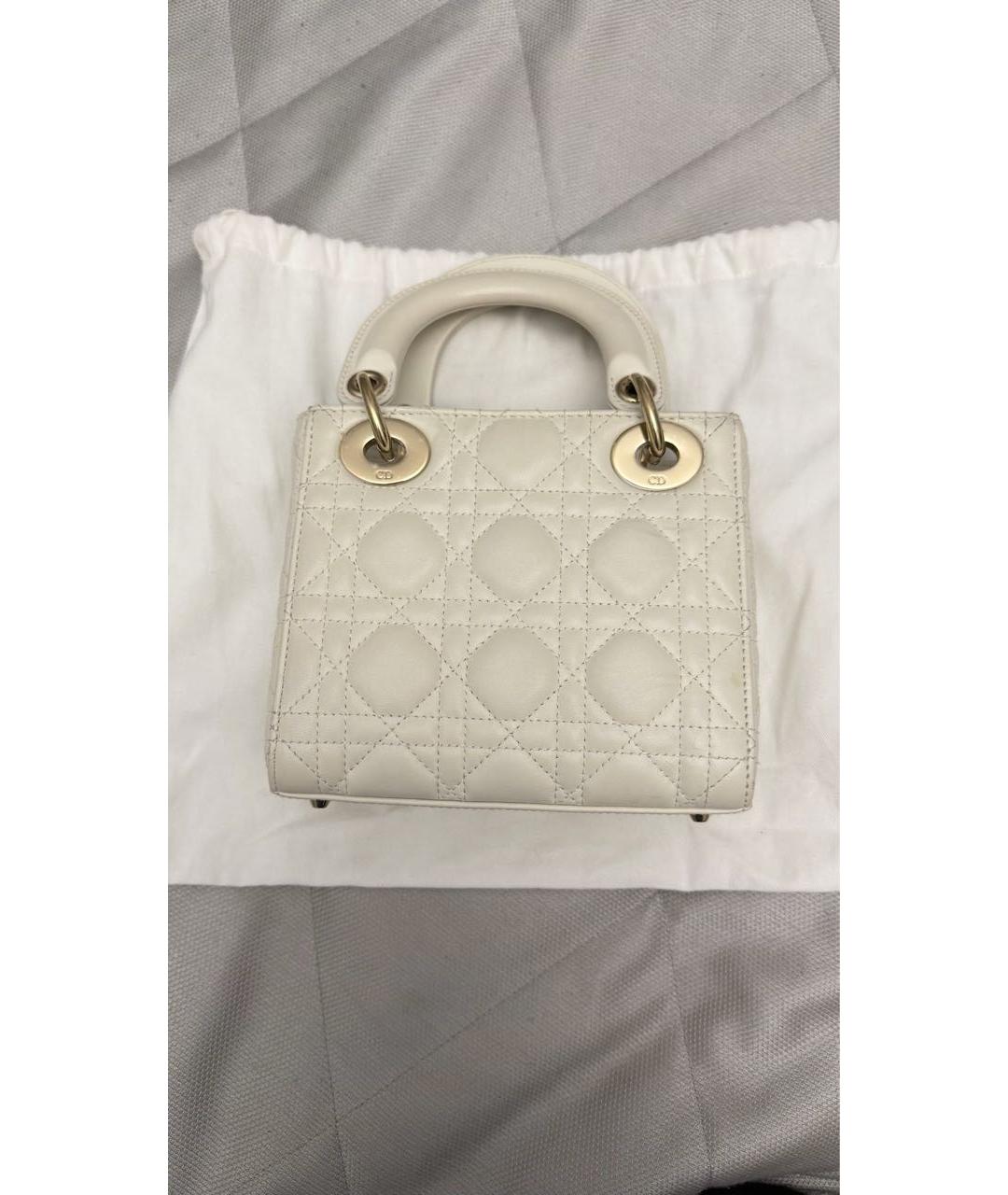 CHRISTIAN DIOR Белая кожаная сумка с короткими ручками, фото 3