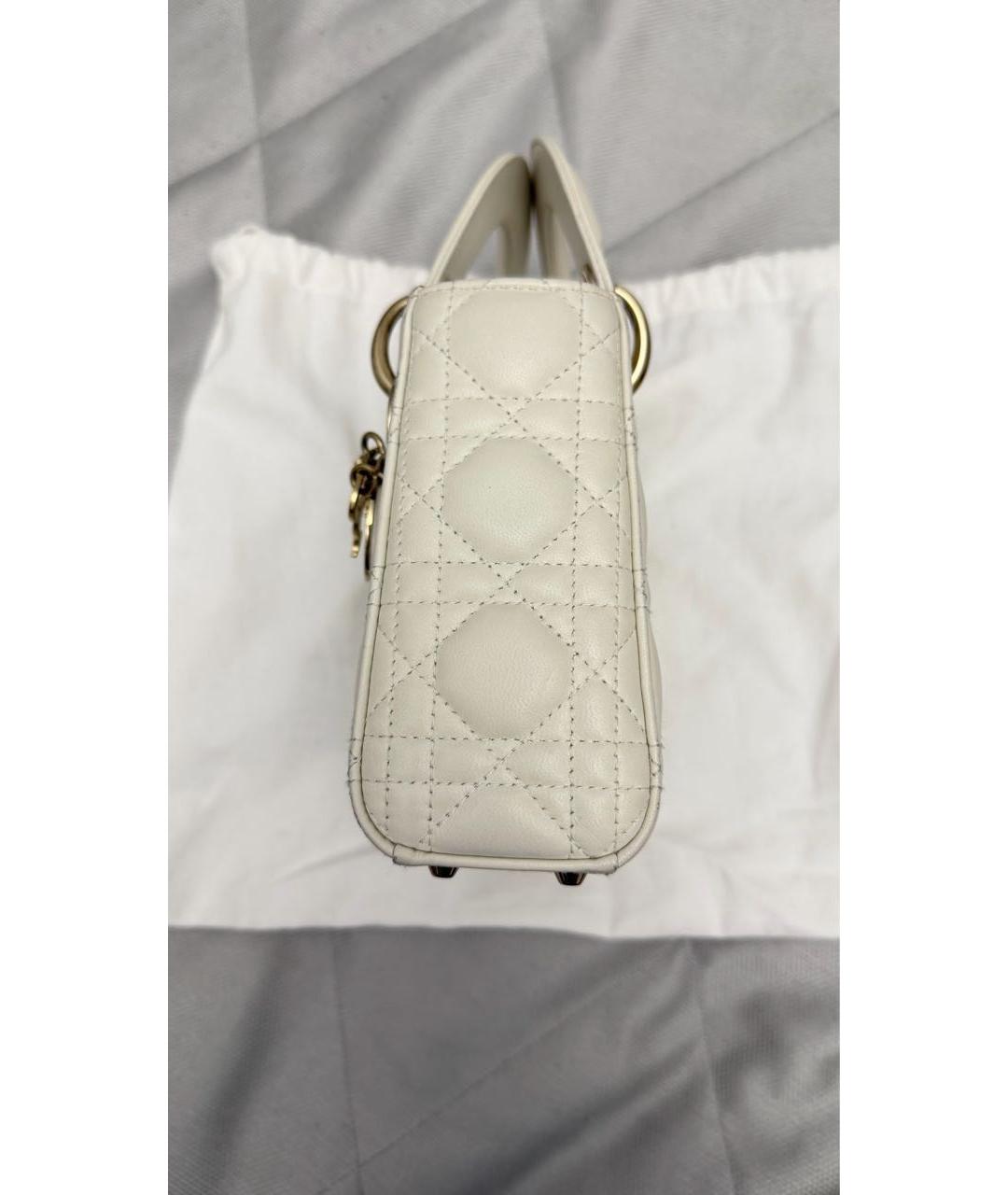 CHRISTIAN DIOR Белая кожаная сумка с короткими ручками, фото 2