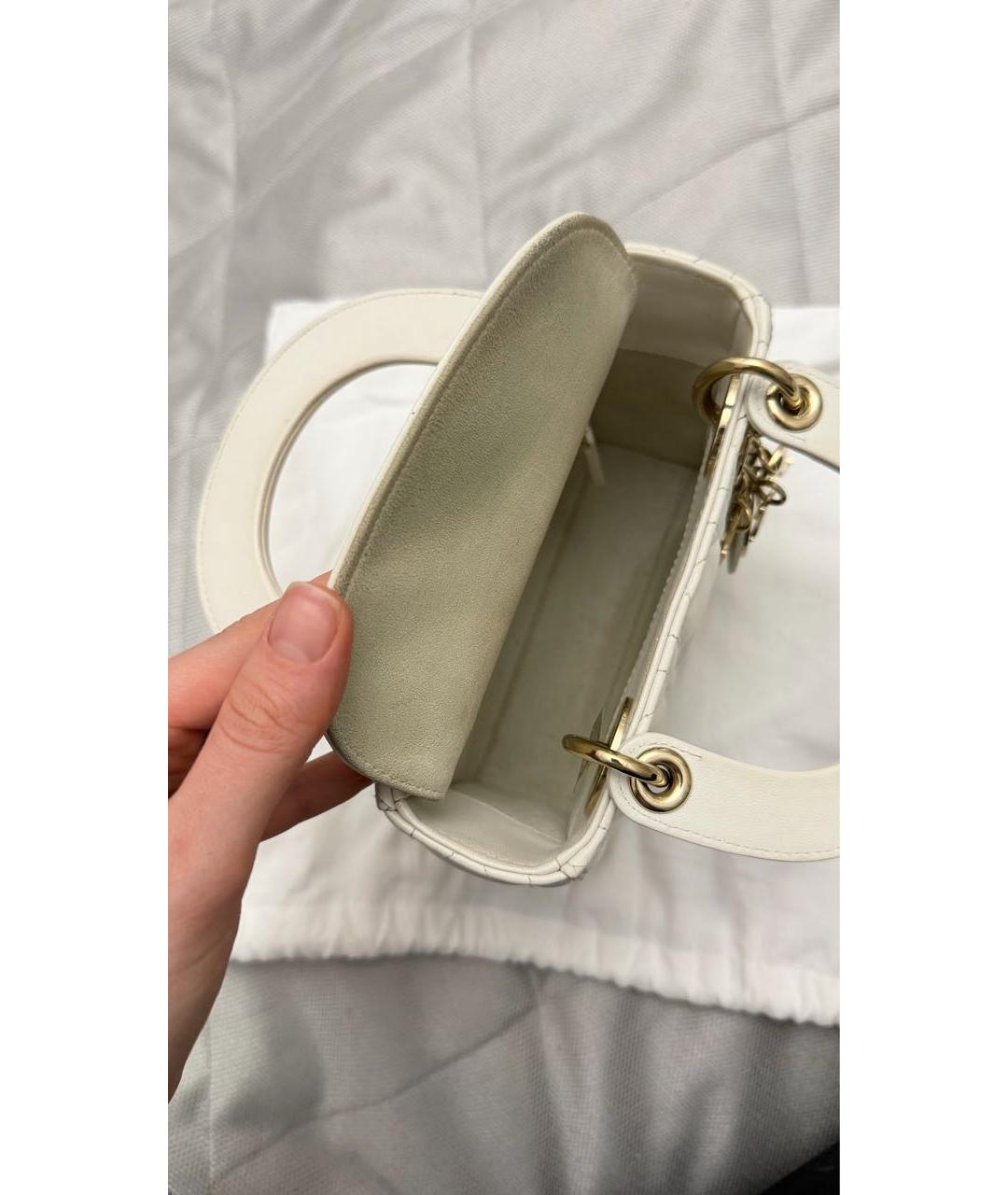 CHRISTIAN DIOR Белая кожаная сумка с короткими ручками, фото 4