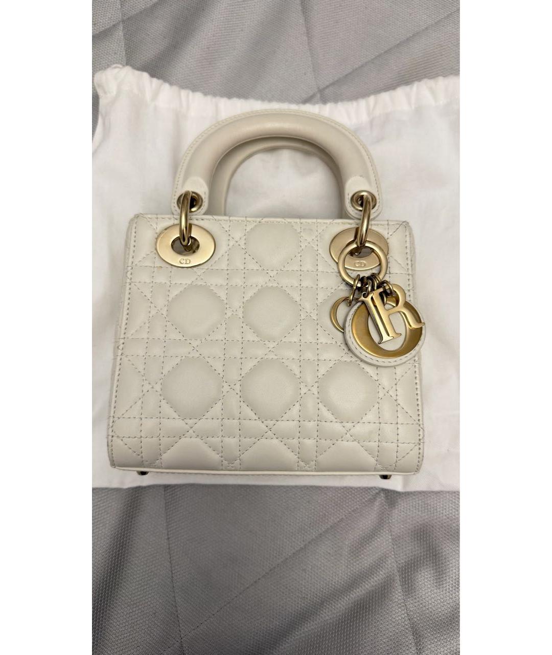 CHRISTIAN DIOR Белая кожаная сумка с короткими ручками, фото 5