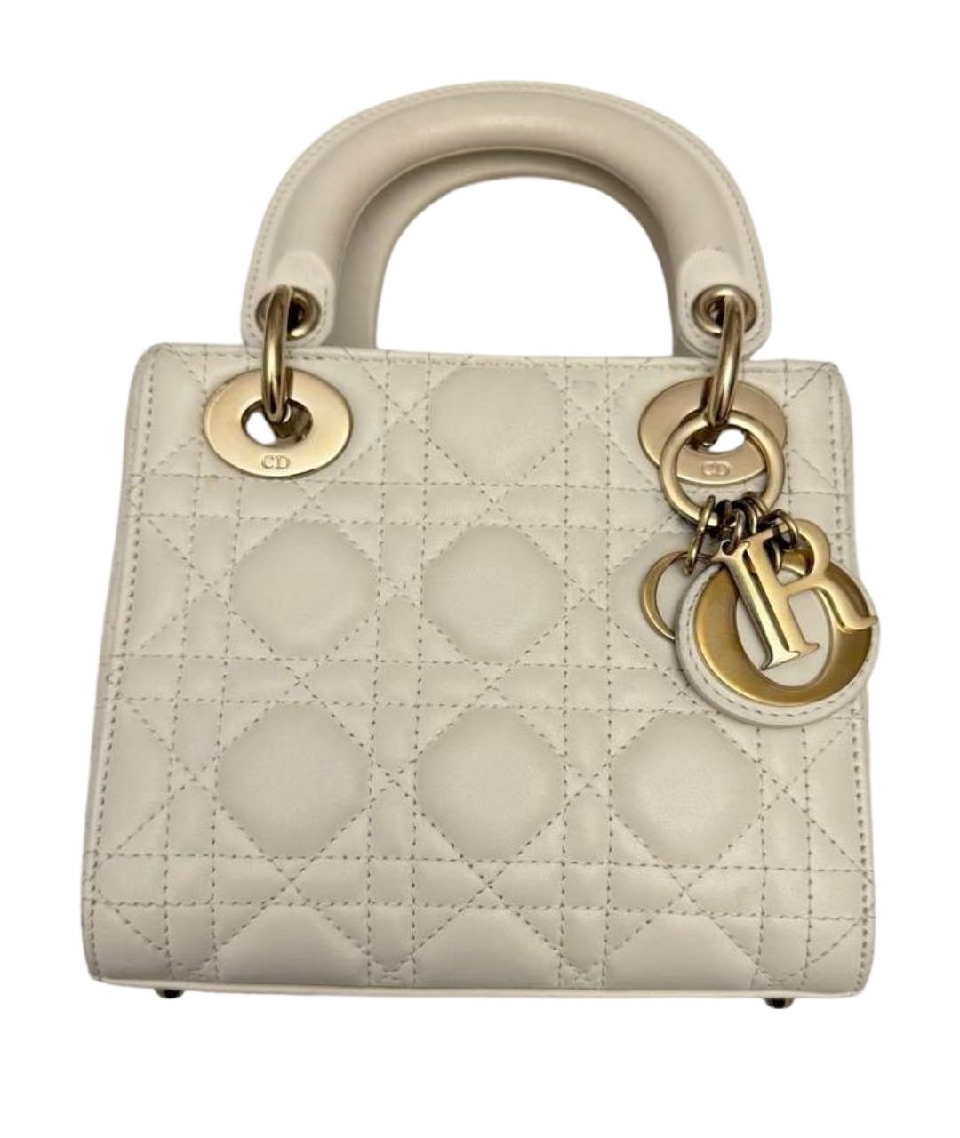 CHRISTIAN DIOR Белая кожаная сумка с короткими ручками, фото 1
