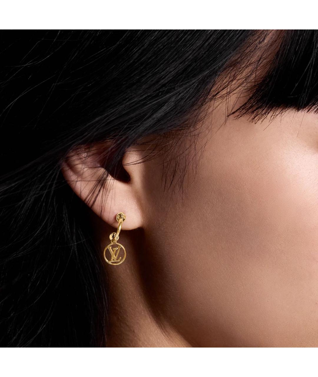 LOUIS VUITTON Золотые латунные серьги, фото 3