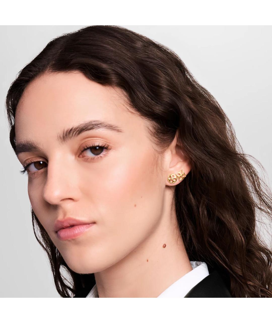 LOUIS VUITTON Золотые латунные серьги, фото 5