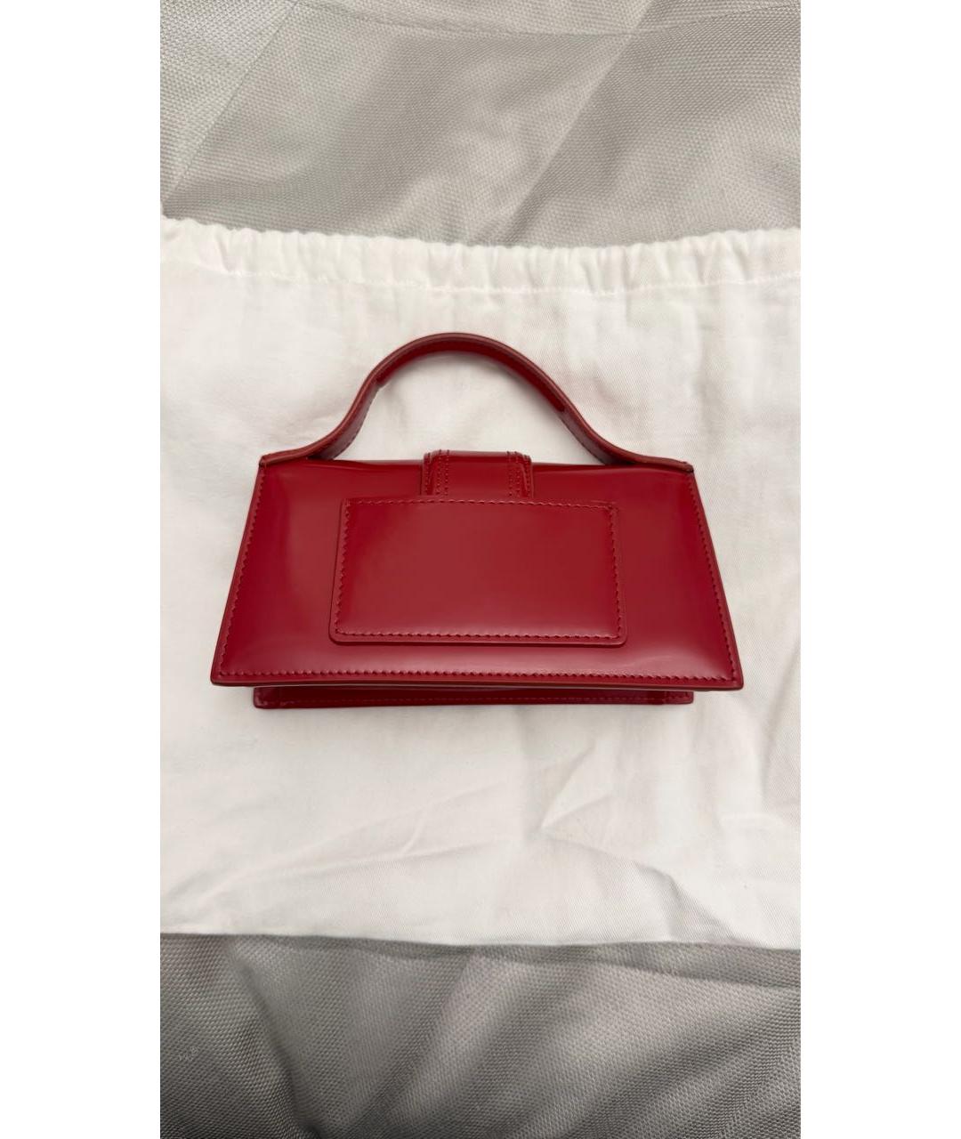 JACQUEMUS Бордовая кожаная сумка с короткими ручками, фото 3