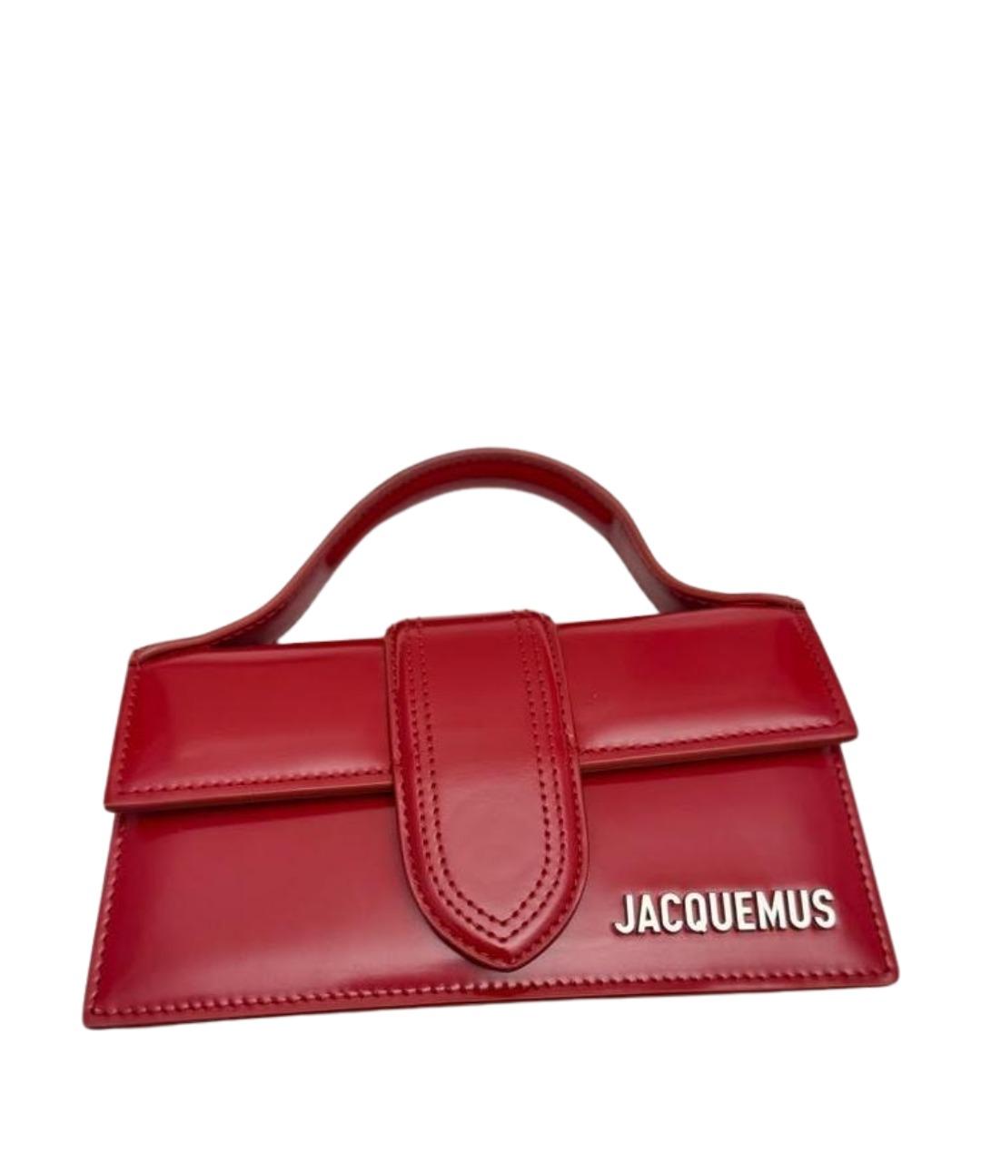 JACQUEMUS Бордовая кожаная сумка с короткими ручками, фото 1