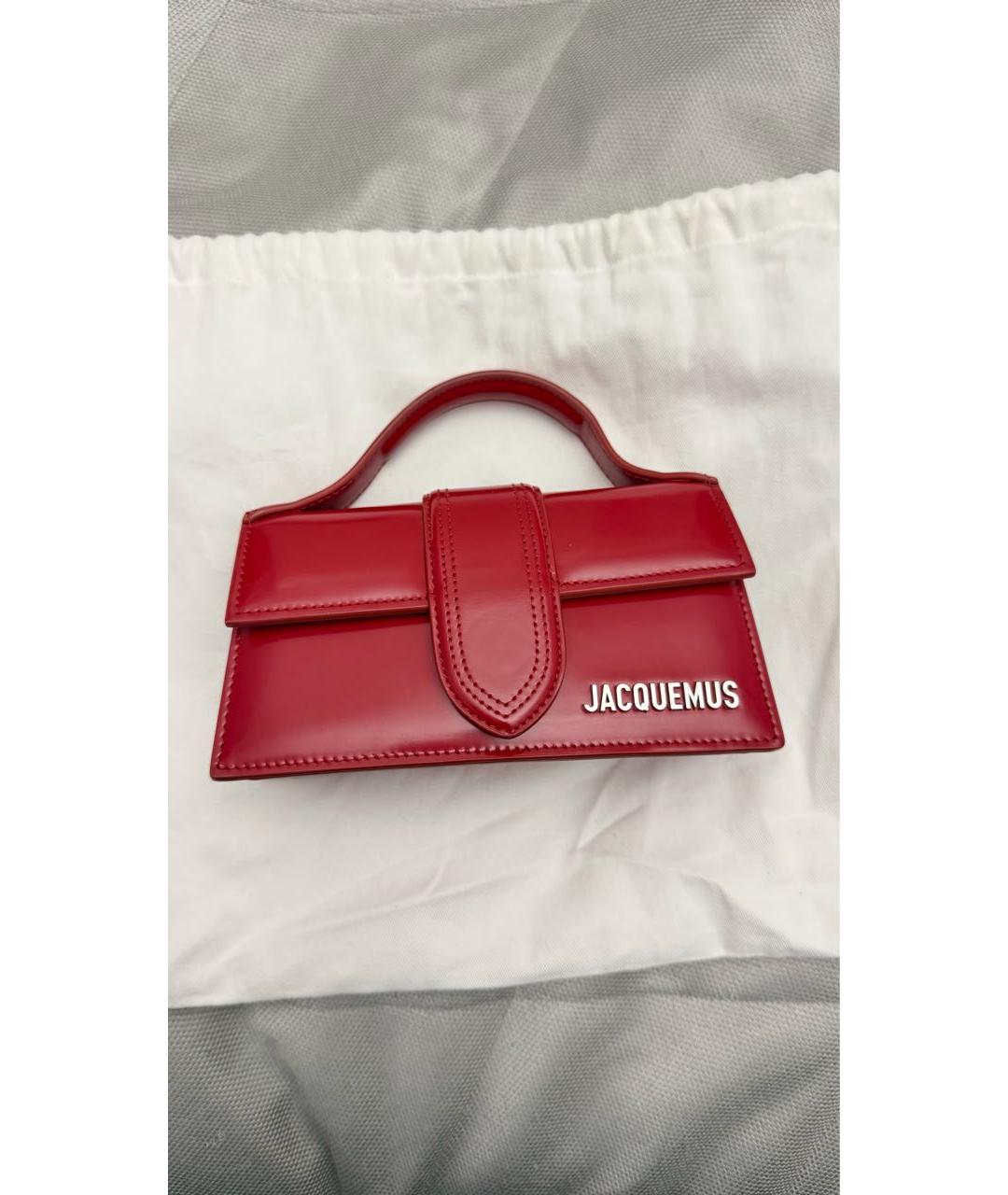 JACQUEMUS Бордовая кожаная сумка с короткими ручками, фото 5