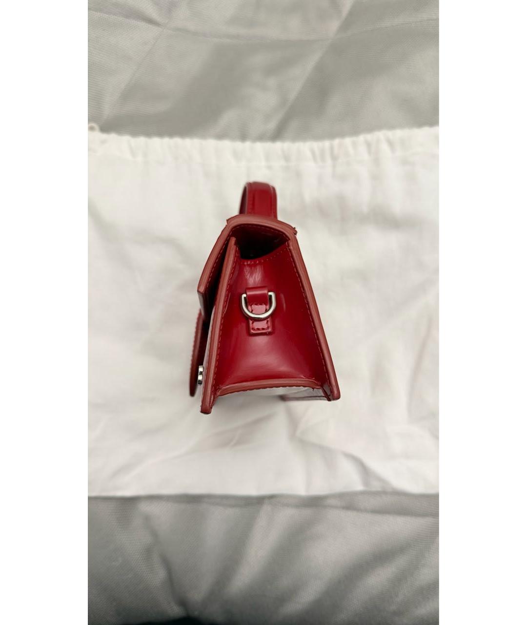 JACQUEMUS Бордовая кожаная сумка с короткими ручками, фото 2