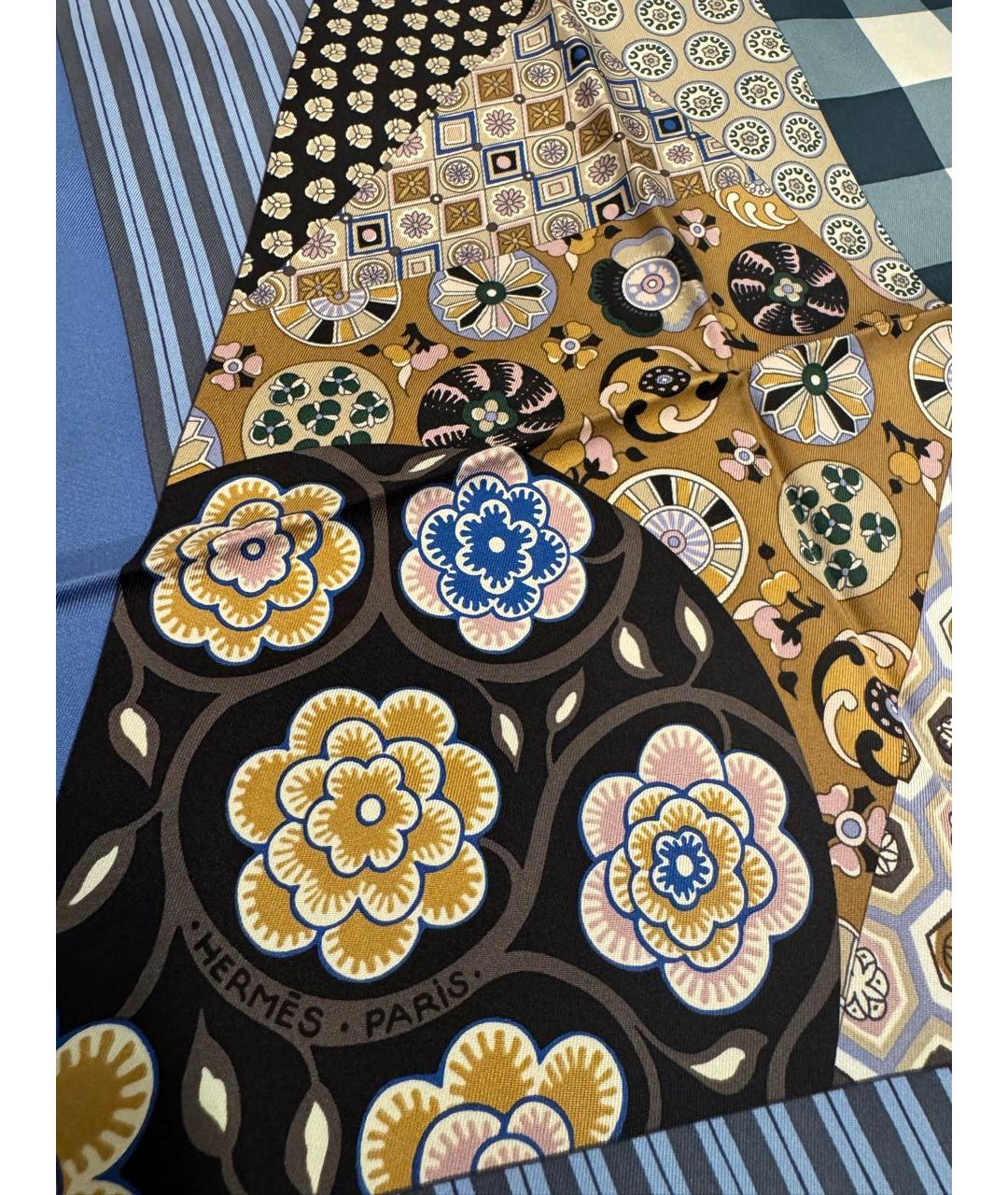 HERMES Синий шелковый платок, фото 2