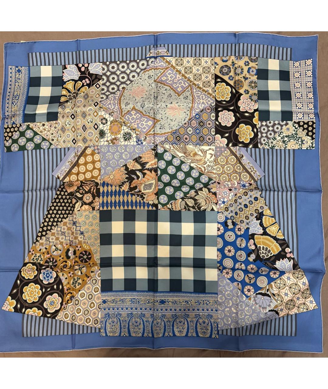 HERMES Синий шелковый платок, фото 5