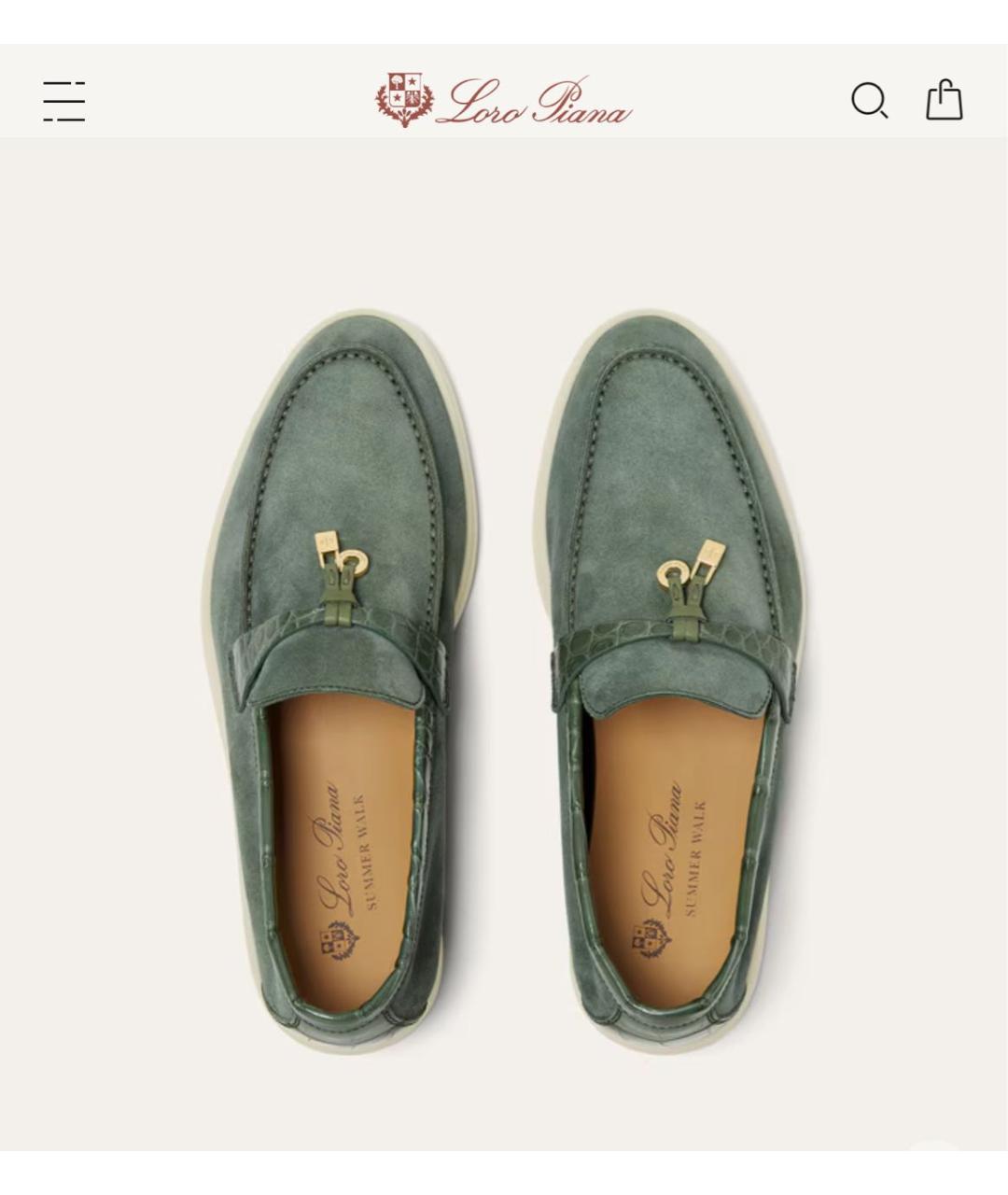 LORO PIANA Зеленые замшевые лоферы, фото 5