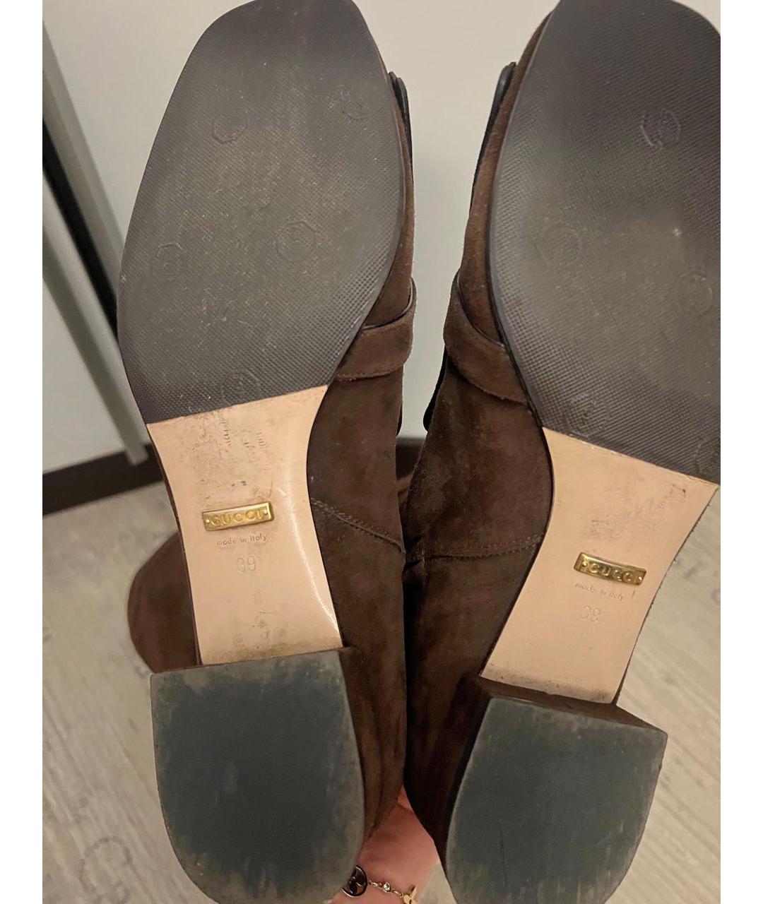 GUCCI Коричневые замшевые сапоги, фото 6