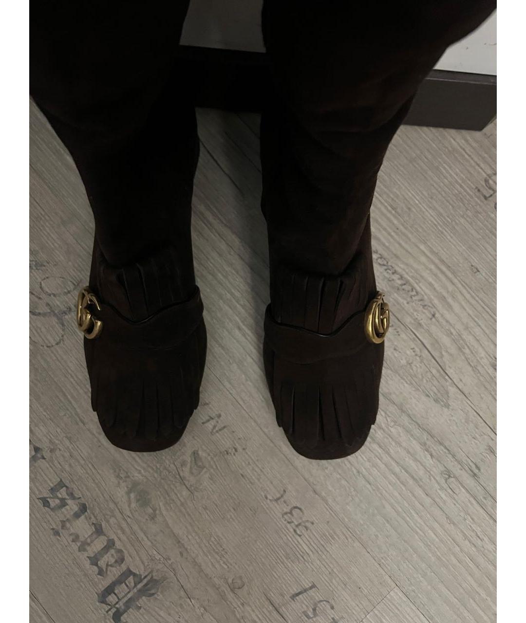 GUCCI Коричневые замшевые сапоги, фото 3
