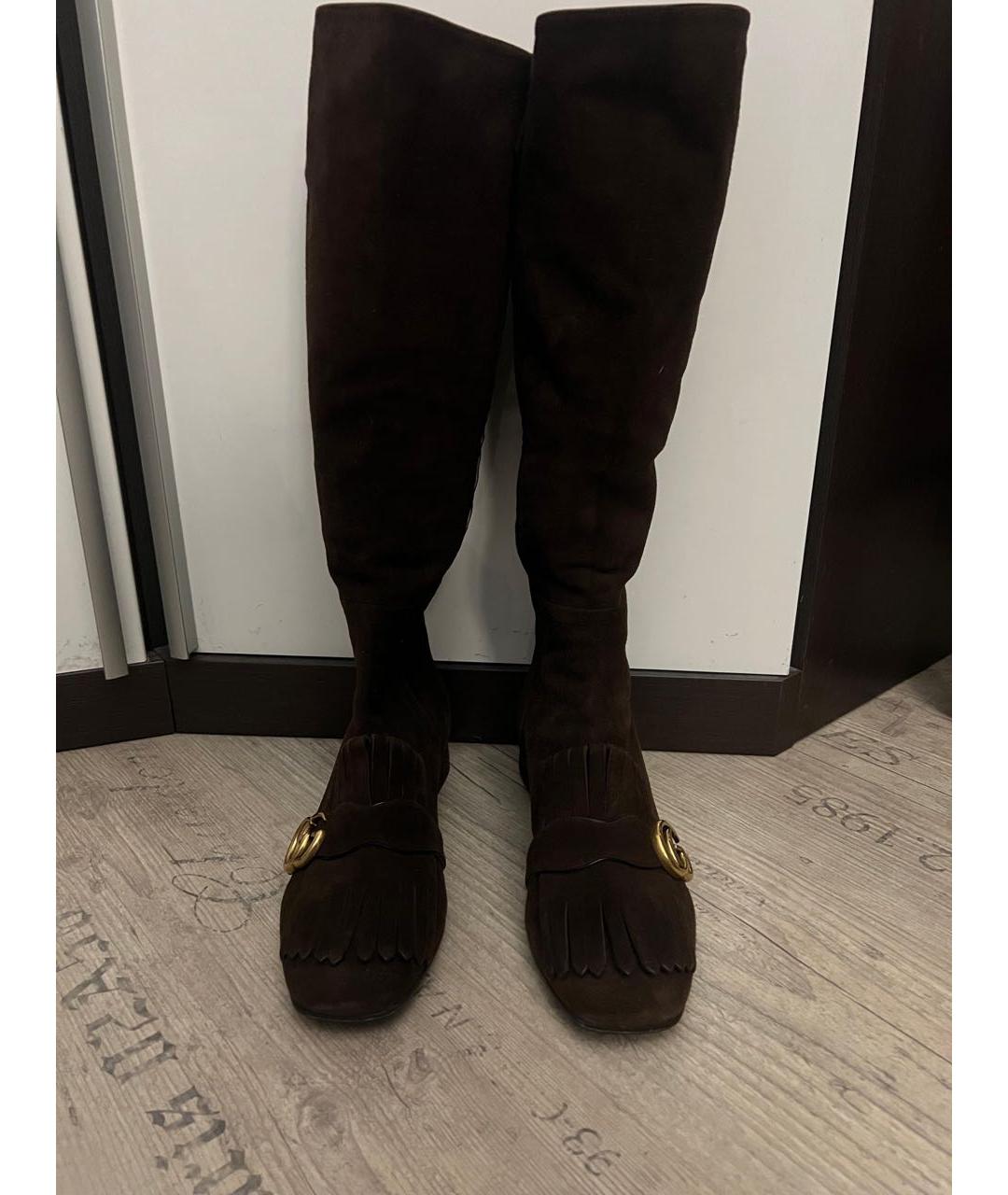 GUCCI Коричневые замшевые сапоги, фото 2