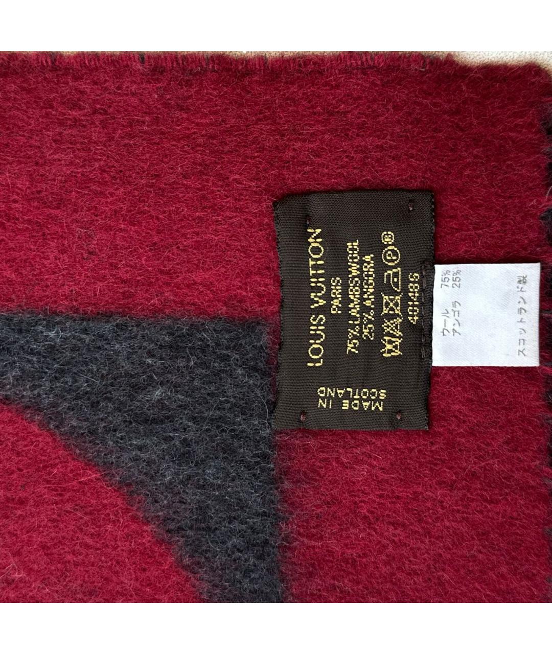 LOUIS VUITTON Серый шерстяной шарф, фото 3