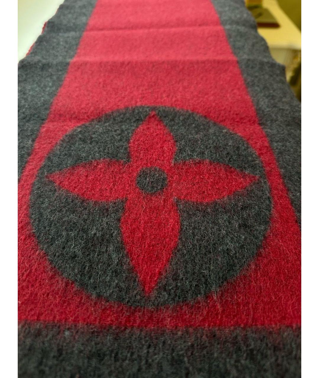 LOUIS VUITTON Серый шерстяной шарф, фото 8