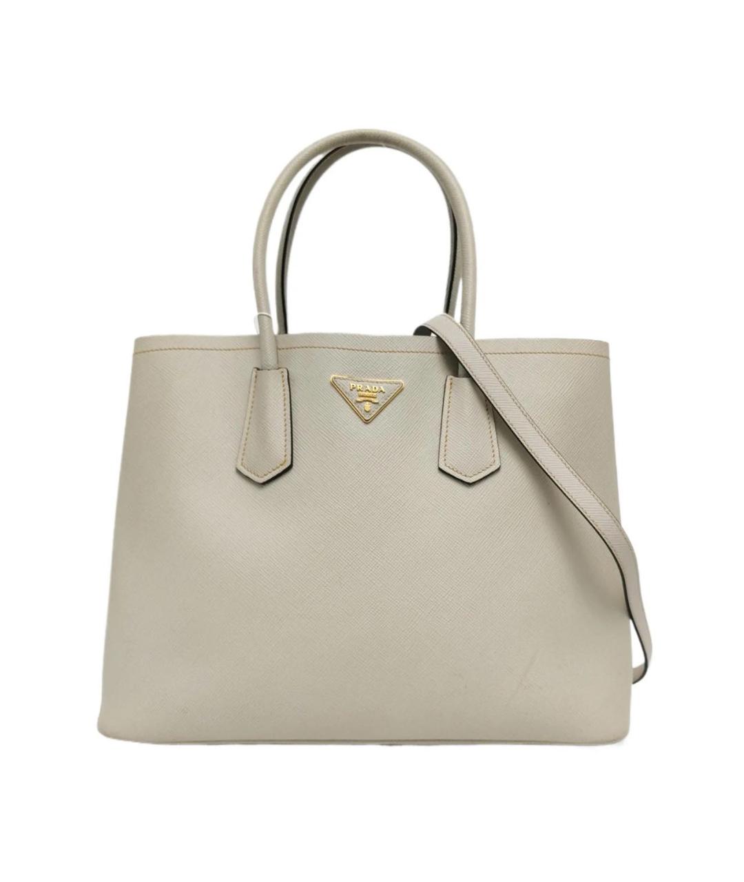 PRADA Бежевая кожаная сумка тоут, фото 9