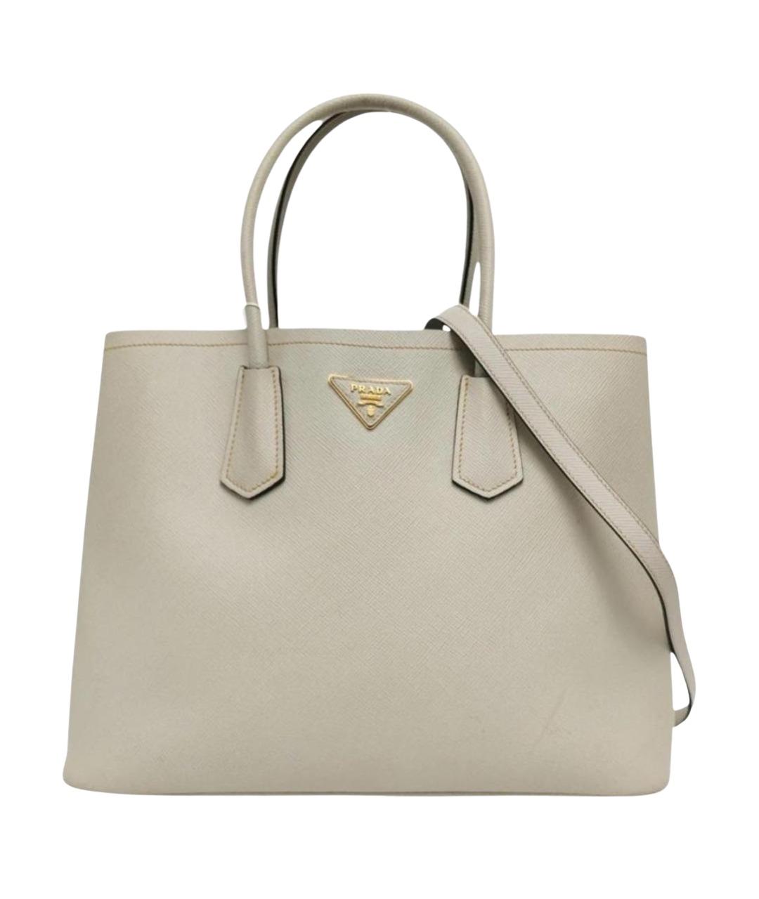 PRADA Бежевая кожаная сумка тоут, фото 1