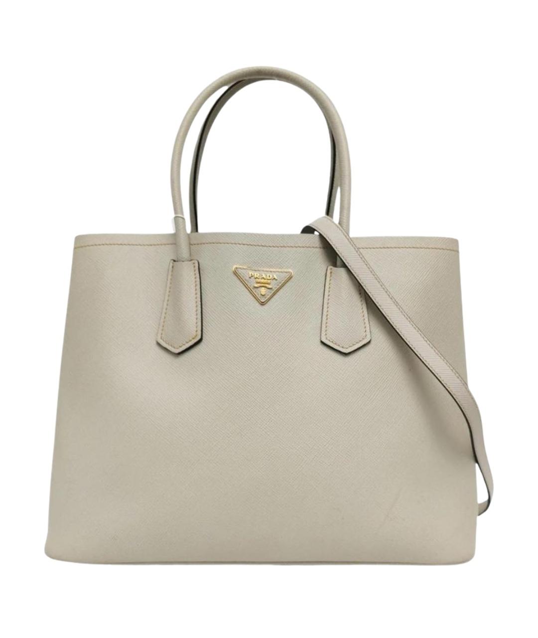 PRADA Бежевая кожаная сумка тоут, фото 10