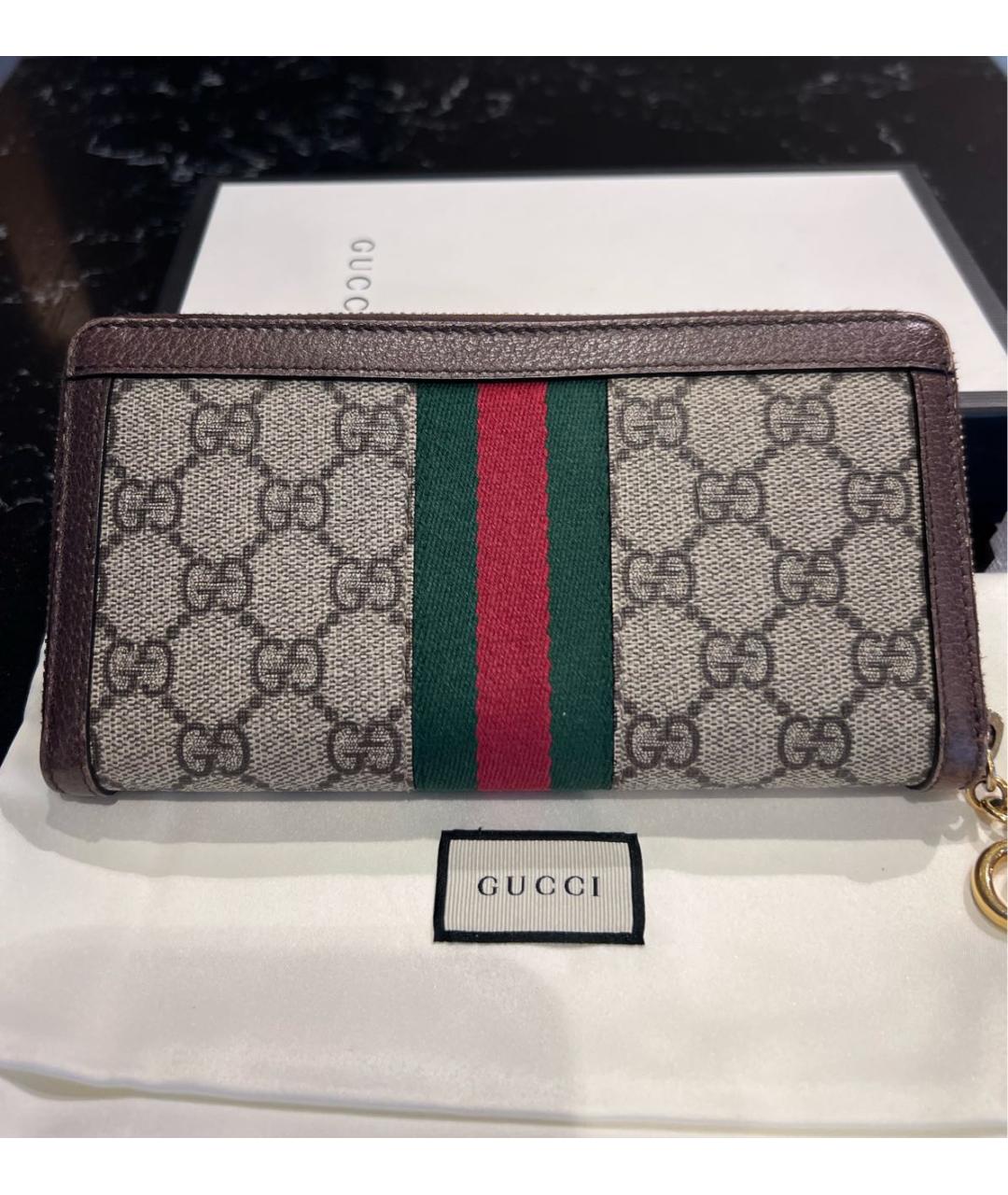 GUCCI Бежевый кошелек из искусственной кожи, фото 4