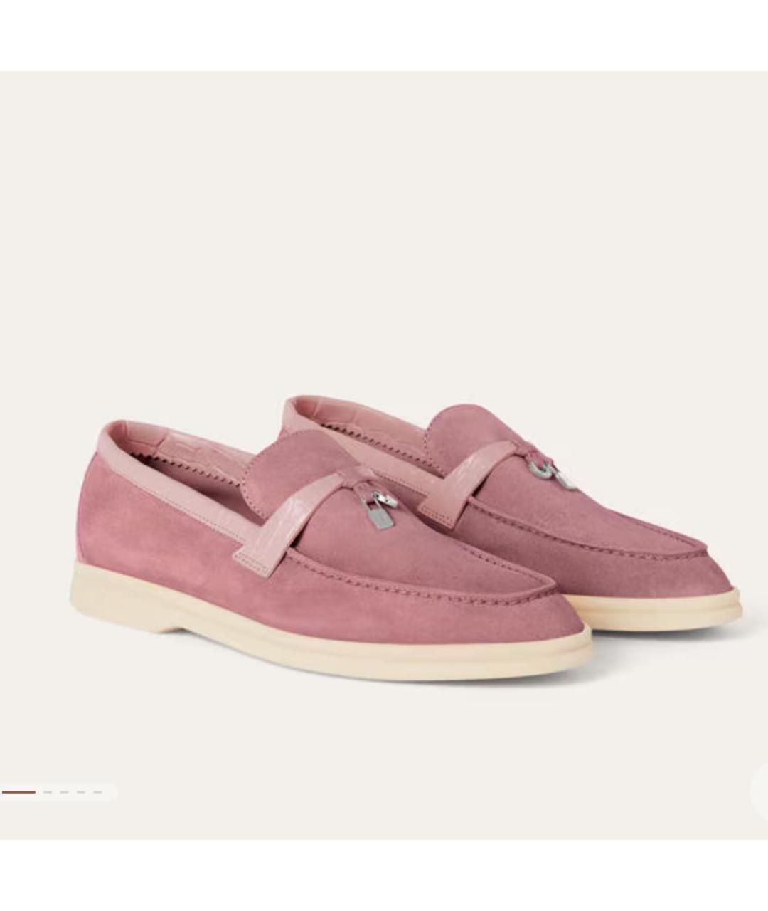 LORO PIANA Розовые замшевые лоферы, фото 2