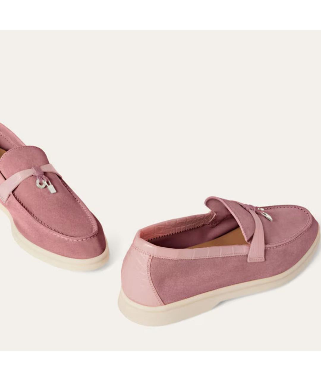 LORO PIANA Розовые замшевые лоферы, фото 4