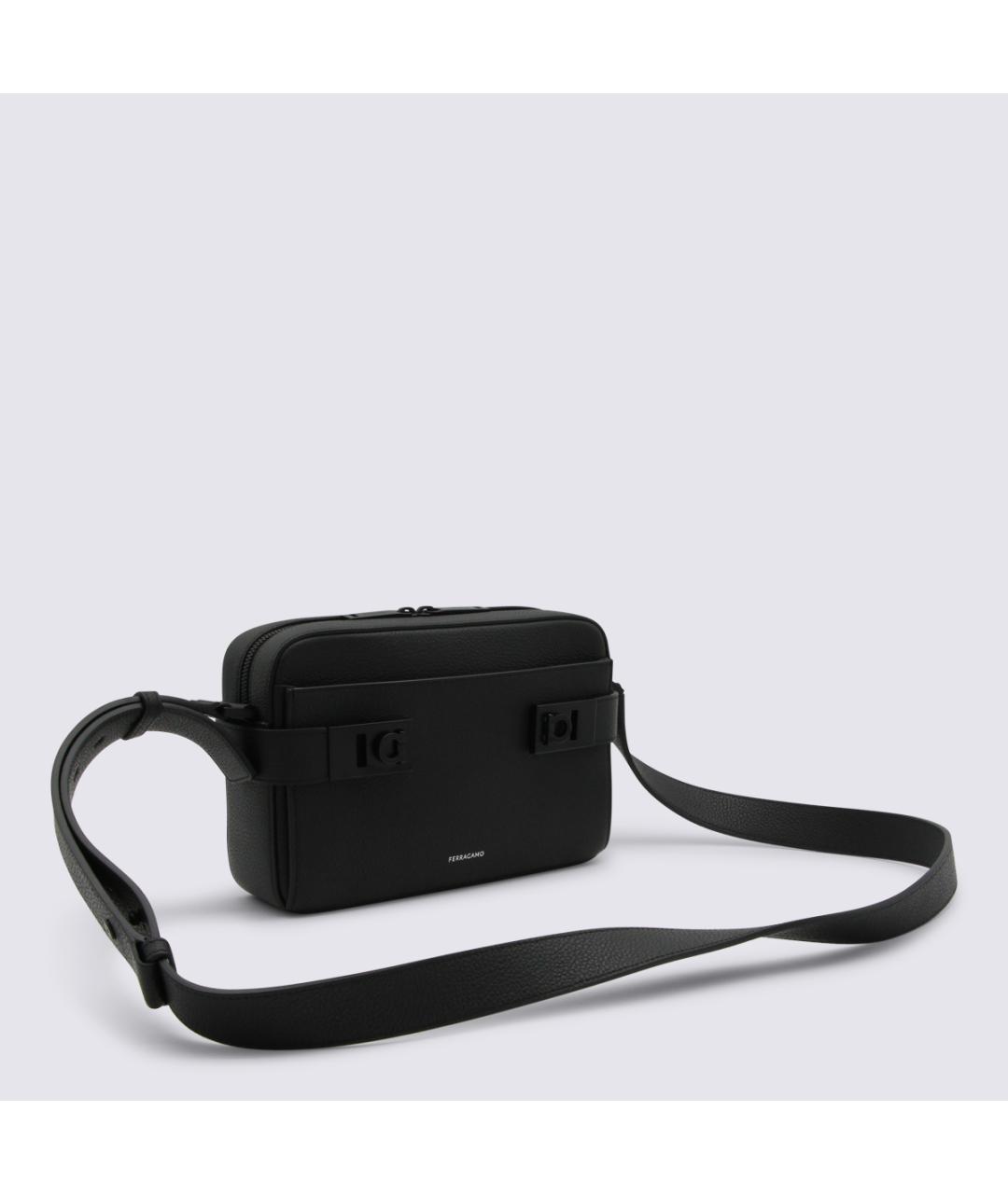 FERRAGAMO Черная кожаная сумка на плечо, фото 2