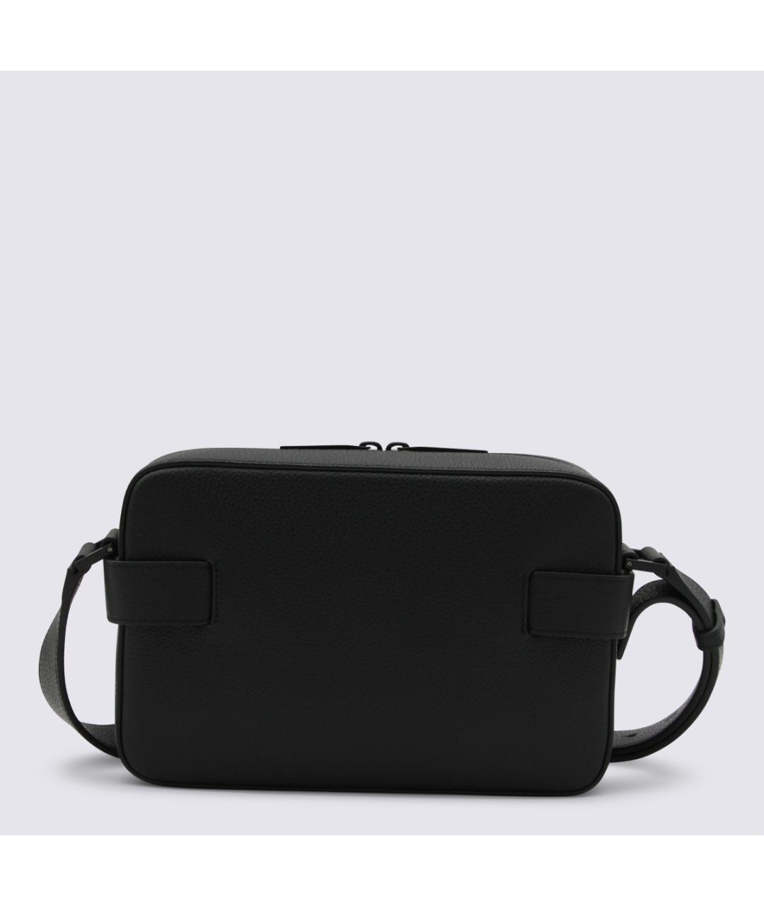 FERRAGAMO Черная кожаная сумка на плечо, фото 3