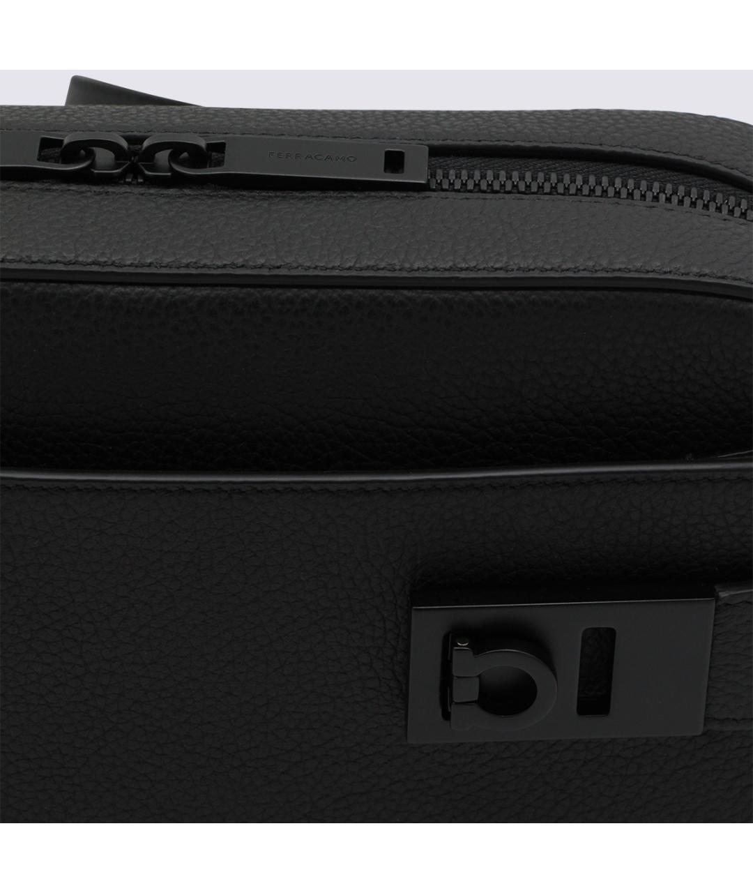 FERRAGAMO Черная кожаная сумка на плечо, фото 4