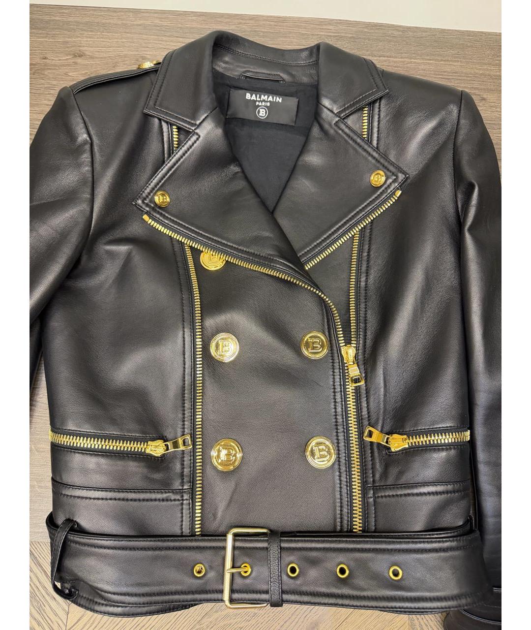 BALMAIN Черная кожаная куртка, фото 5