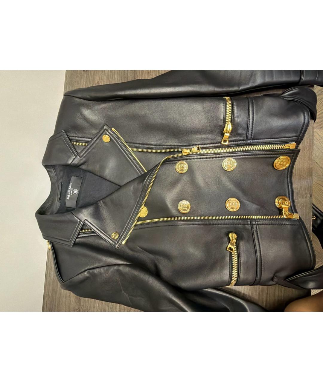 BALMAIN Черная кожаная куртка, фото 4