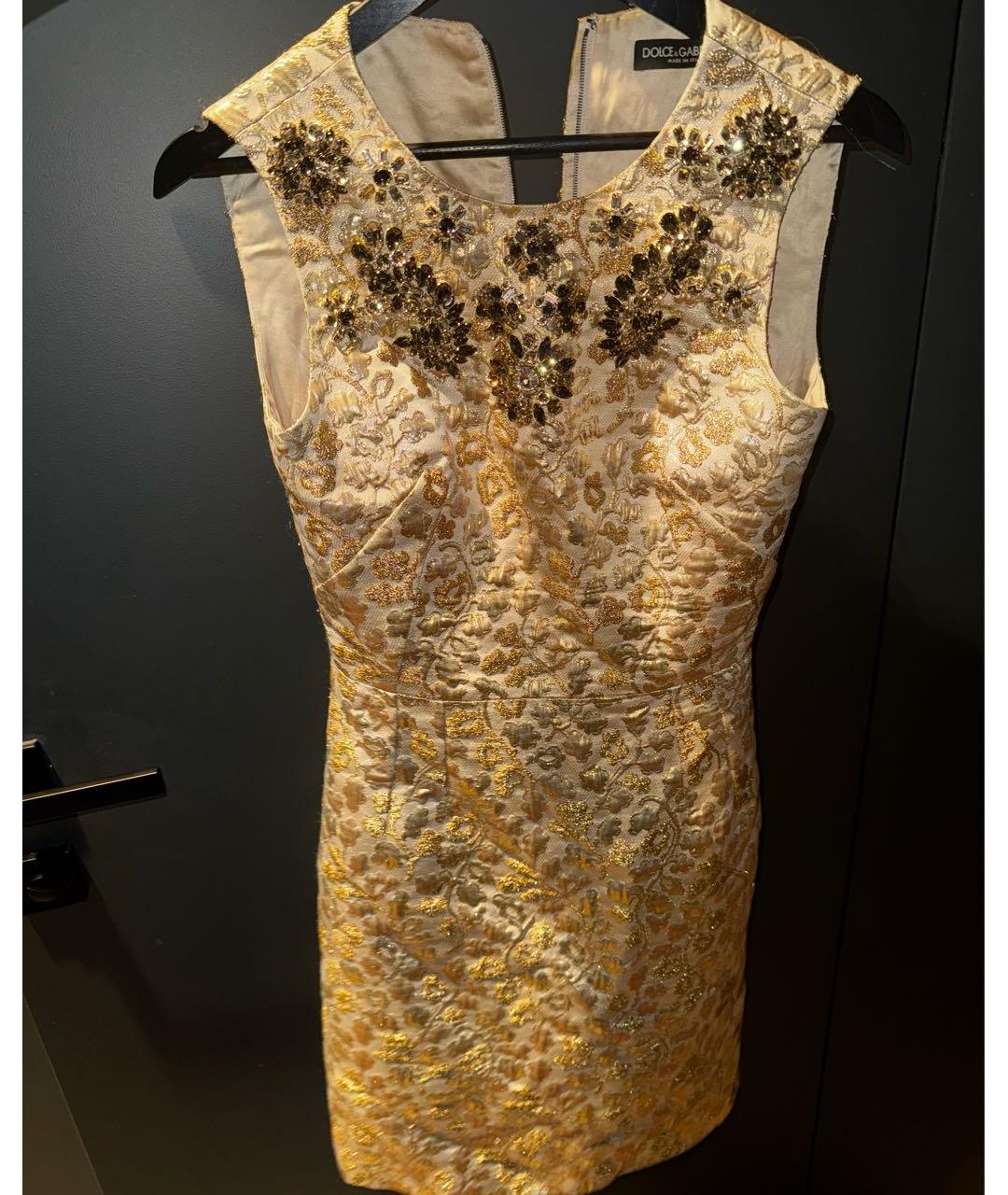 DOLCE&GABBANA Золотое коктейльное платье, фото 8