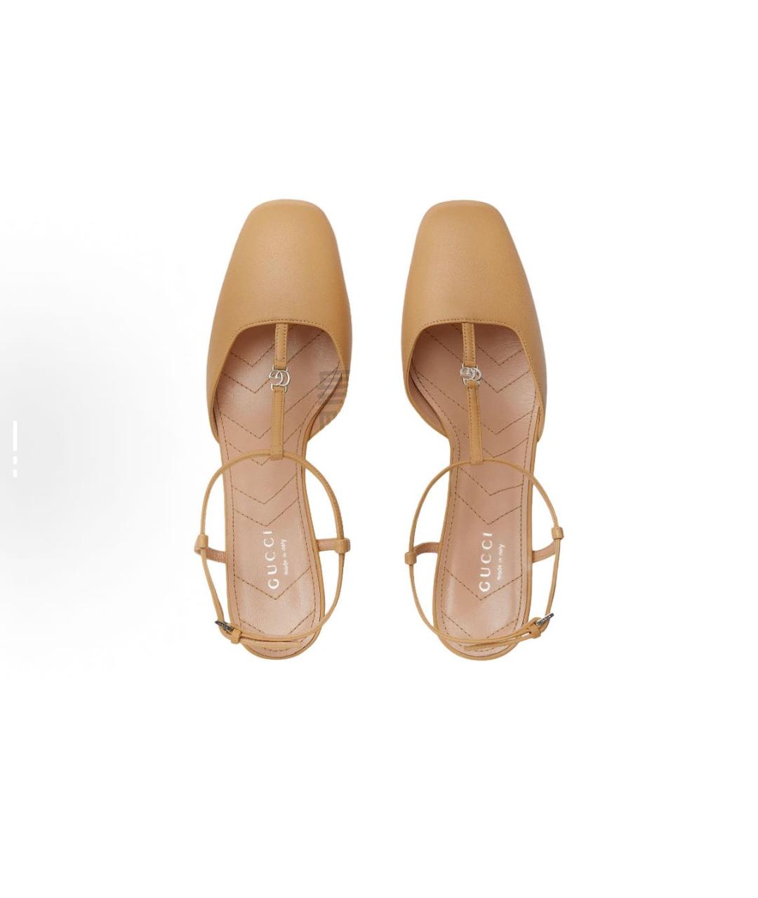GUCCI Бежевые кожаные туфли, фото 3
