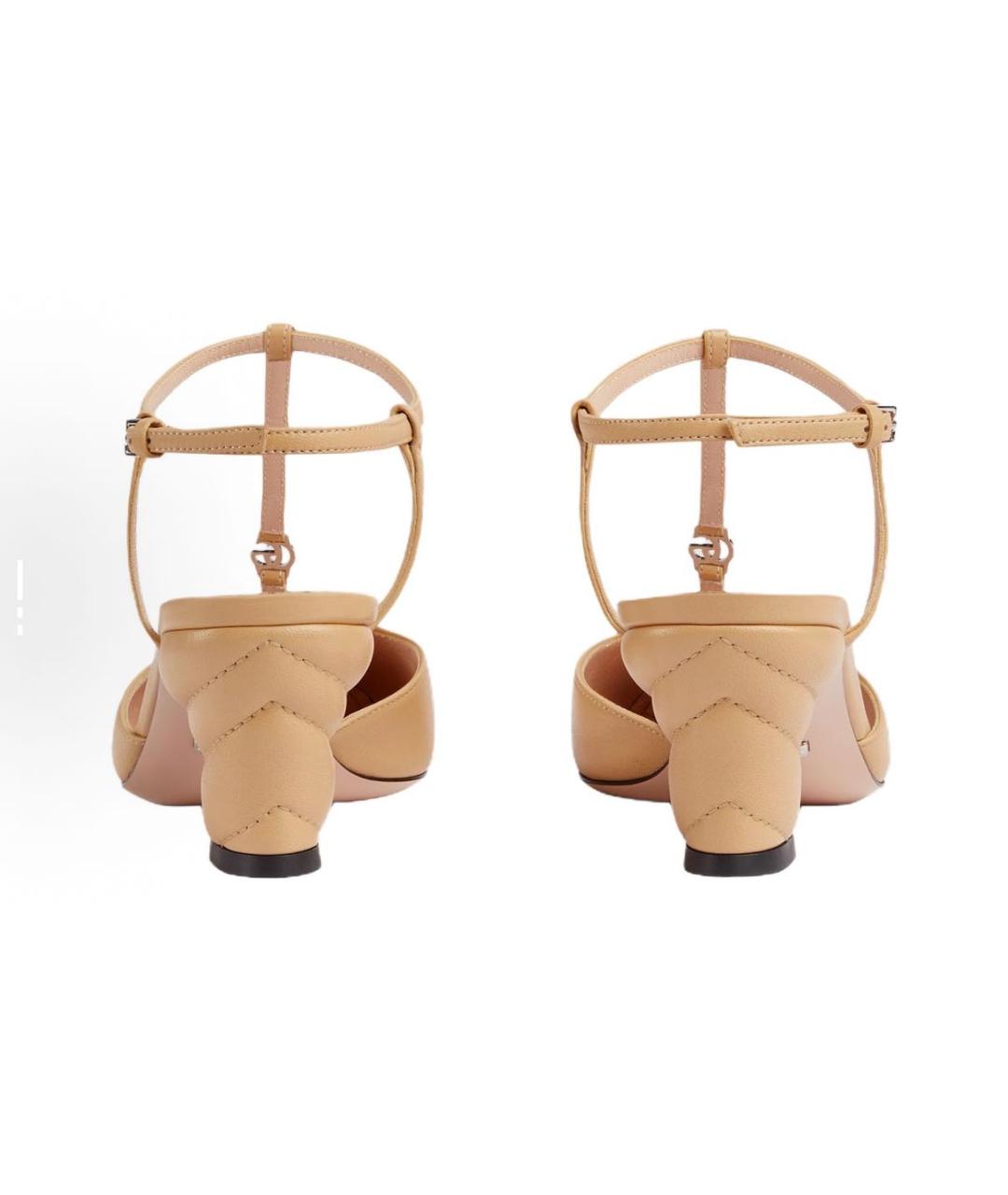 GUCCI Бежевые кожаные туфли, фото 4