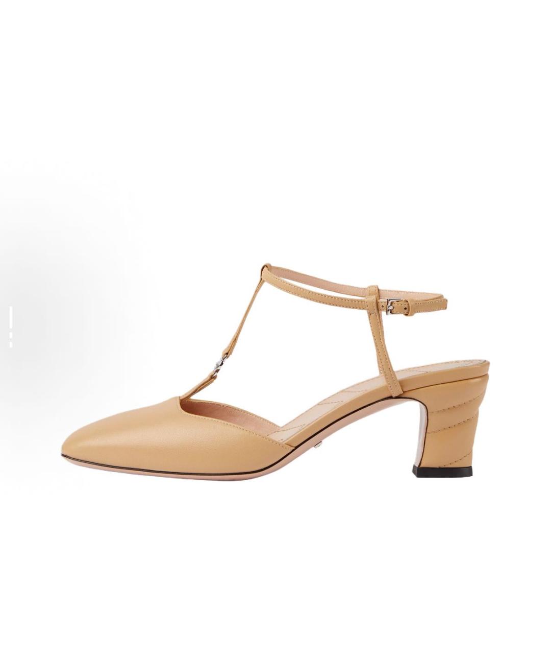 GUCCI Бежевые кожаные туфли, фото 1