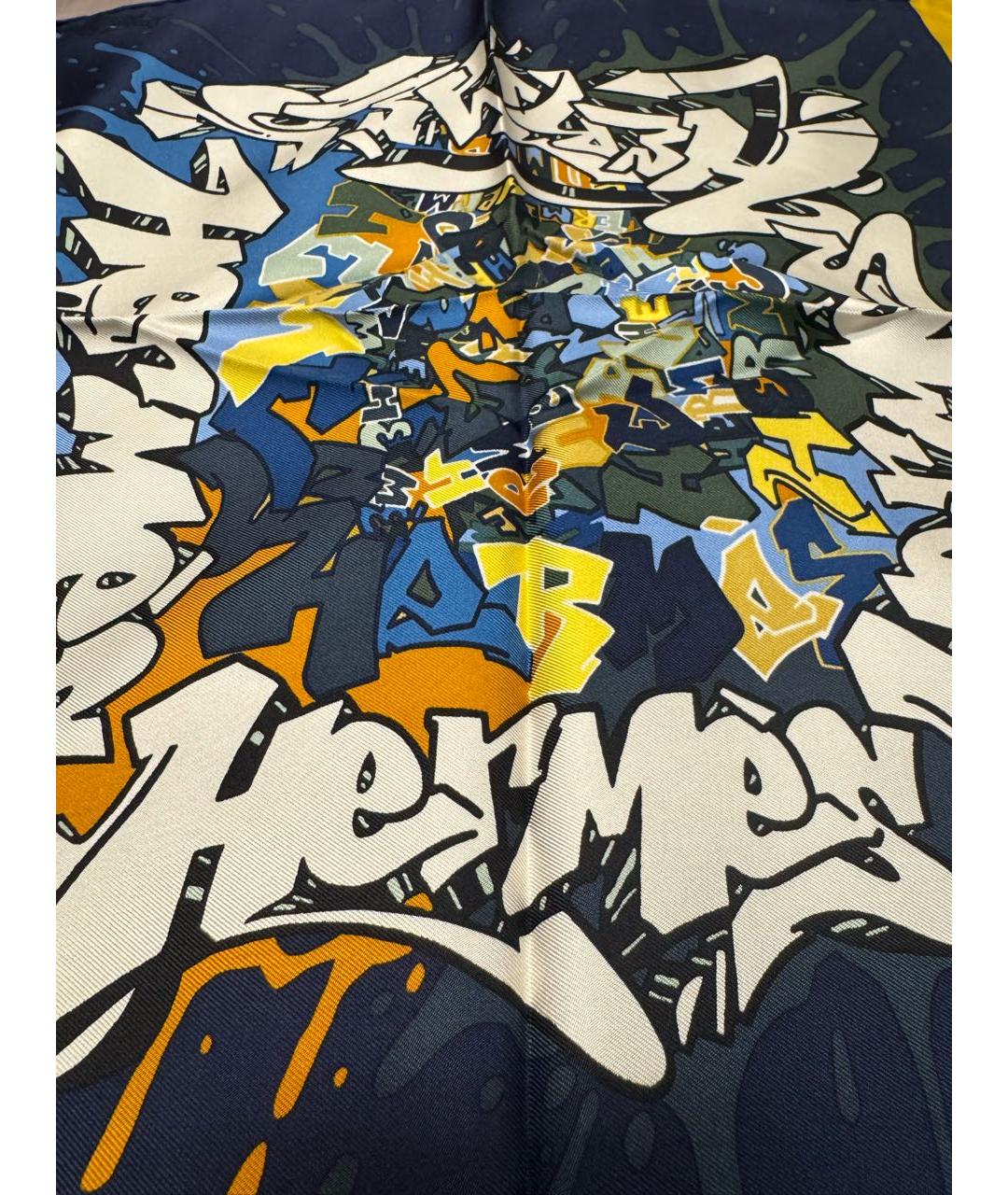 HERMES Синий шелковый платок, фото 4